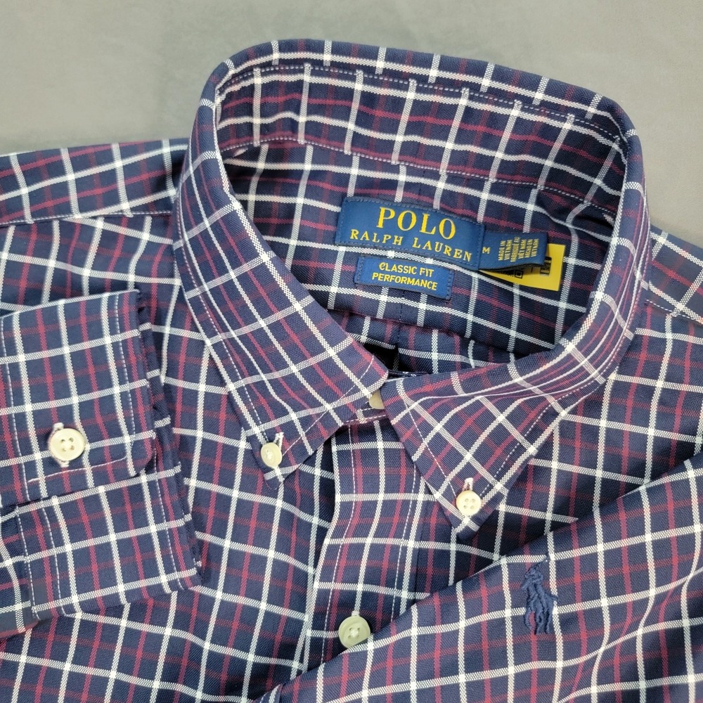 Polo Ralph Lauren Performance Shirt Men's Medium Button Down Long Sleeve Plaid